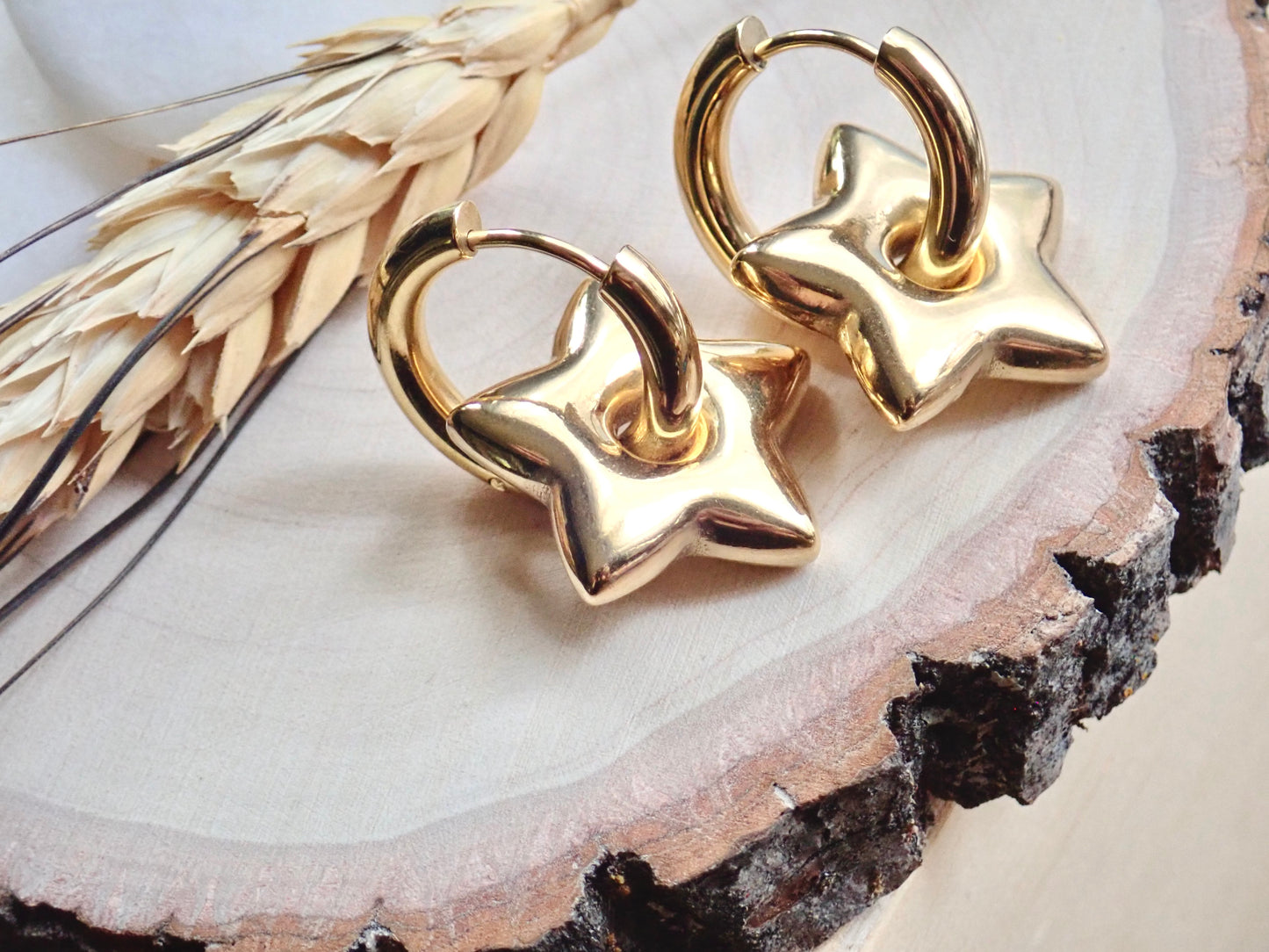 Be A Star Waterproof Gold Hoop Earrings