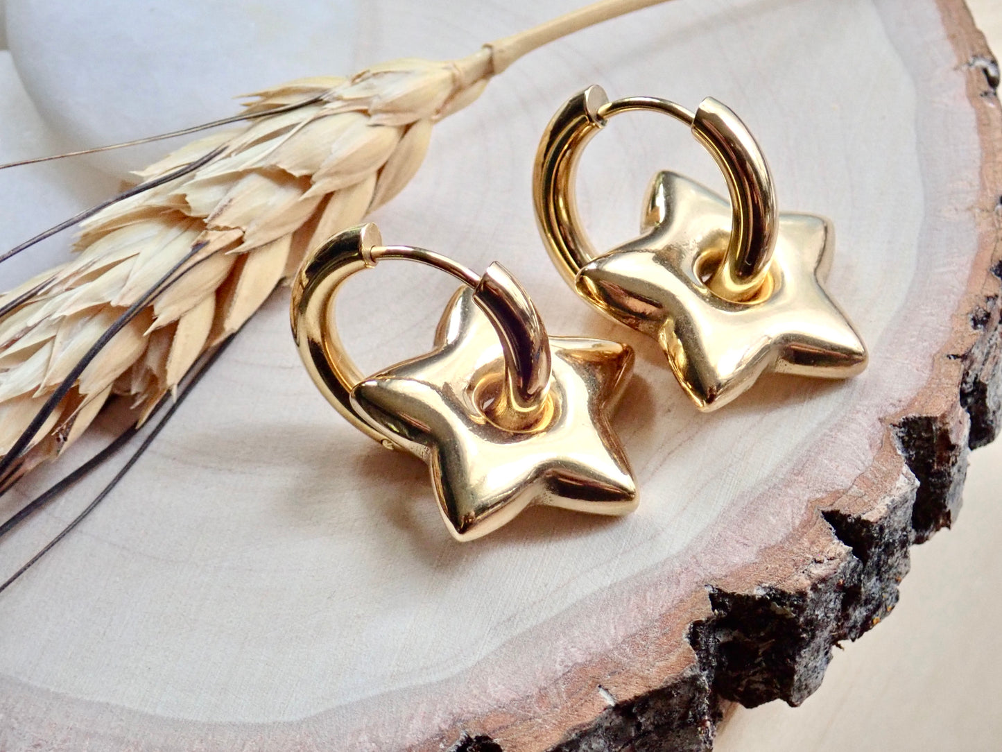 Be A Star Waterproof Gold Hoop Earrings