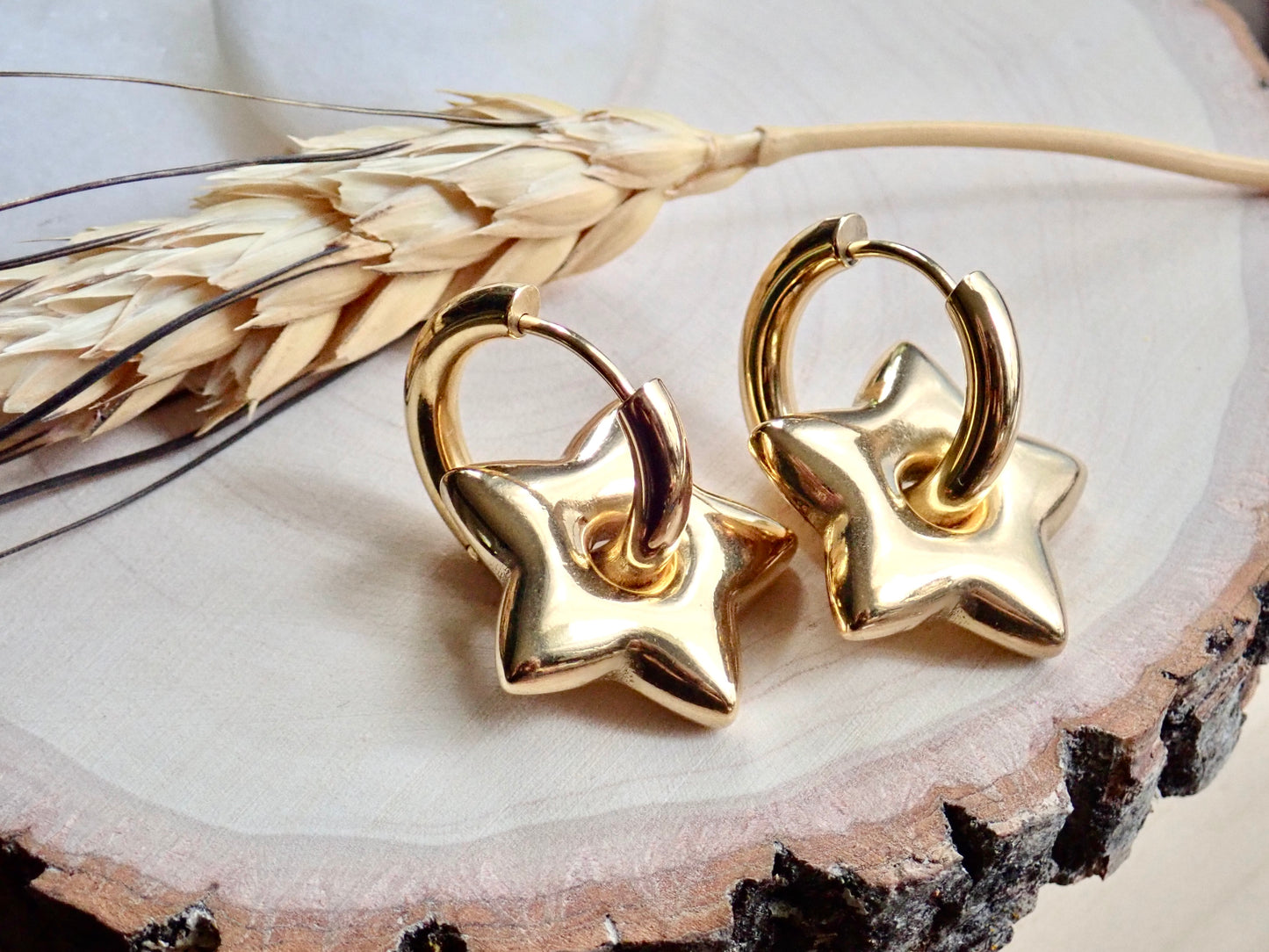 Be A Star Waterproof Gold Hoop Earrings