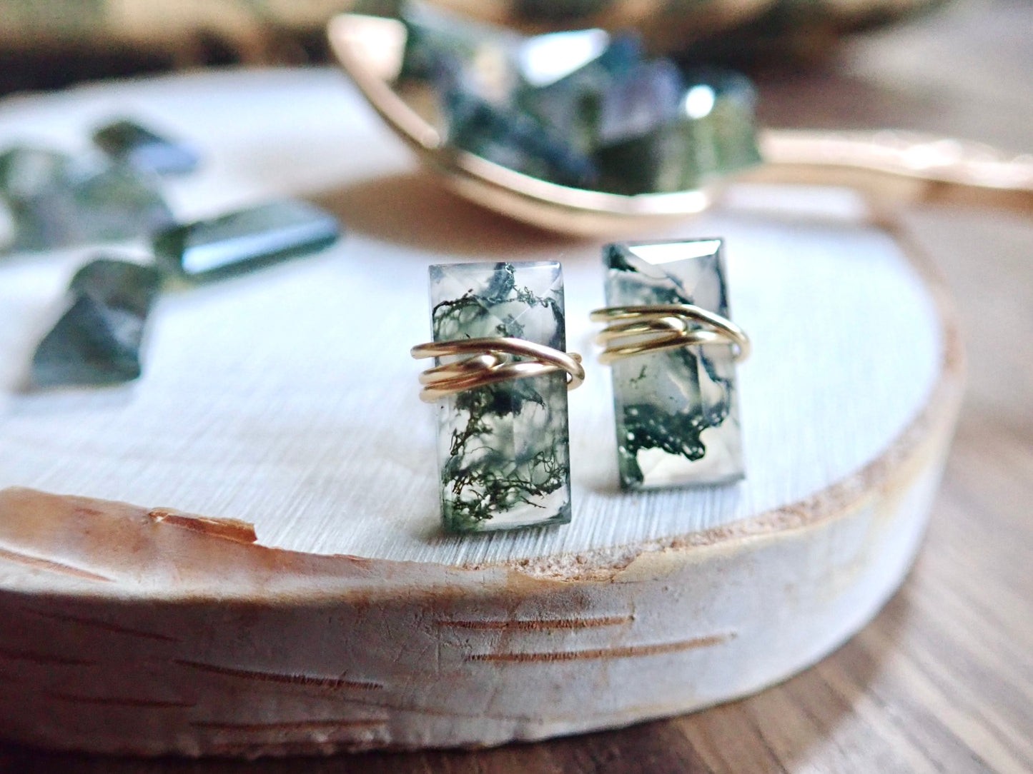 Althea Moss Agate Stud Earrings