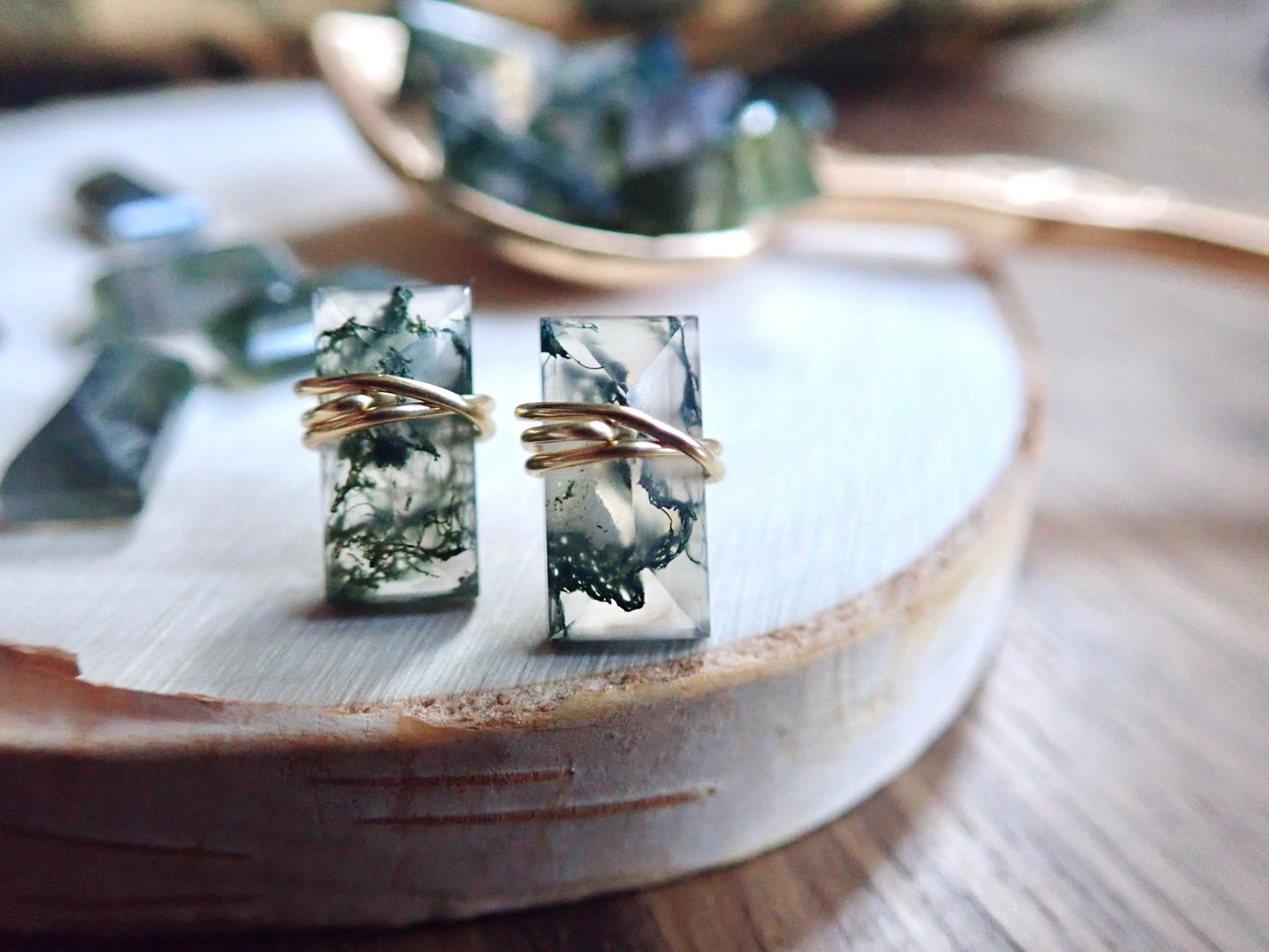 Althea Moss Agate Stud Earrings