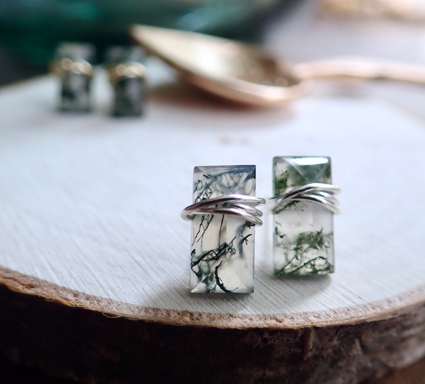 Althea Moss Agate Stud Earrings