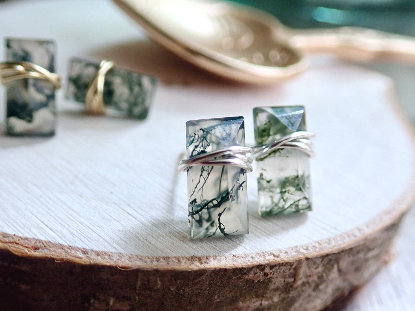 Althea Moss Agate Stud Earrings