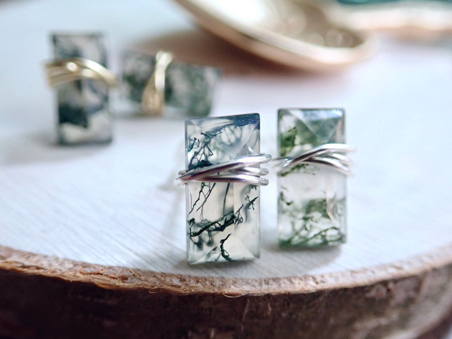 Althea Moss Agate Stud Earrings