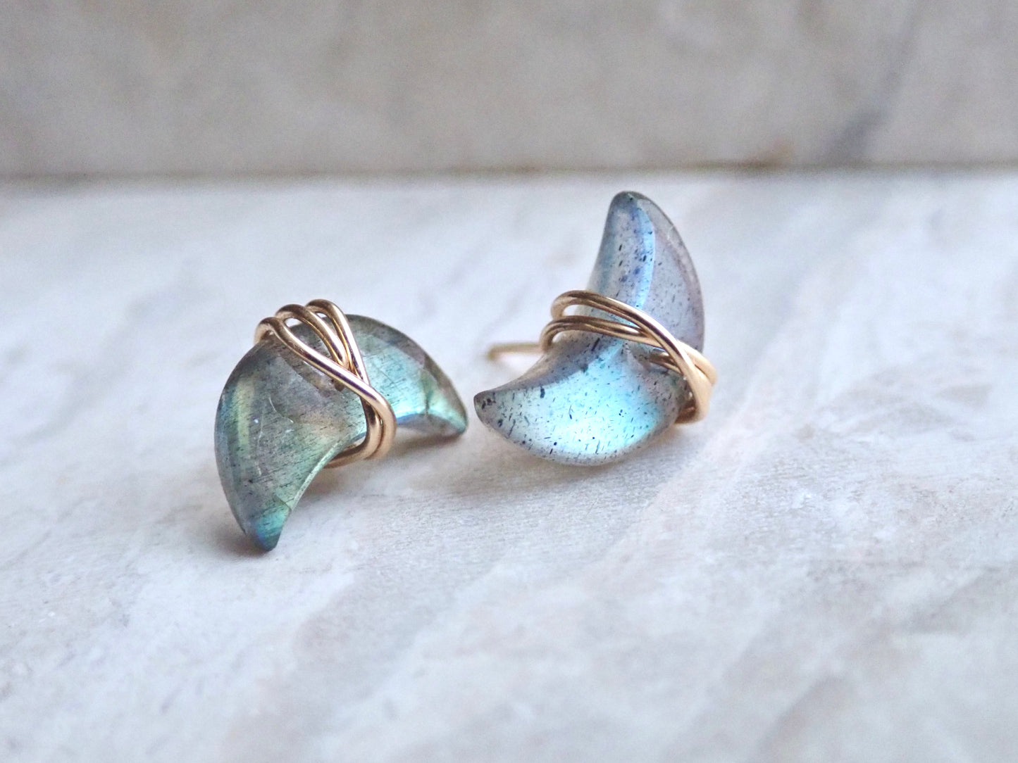 Gia Labradorite Half Moon Stud Earrings