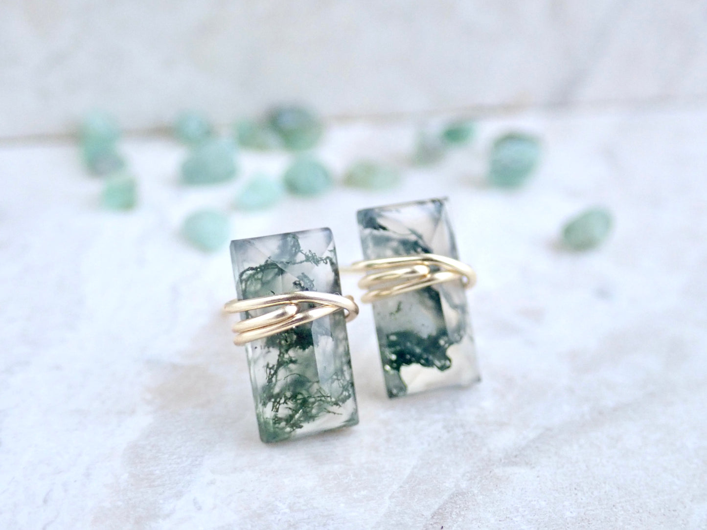 Althea Moss Agate Stud Earrings