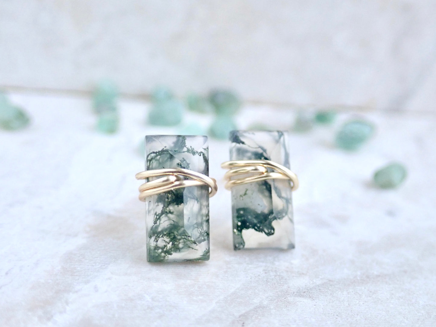 Althea Moss Agate Stud Earrings