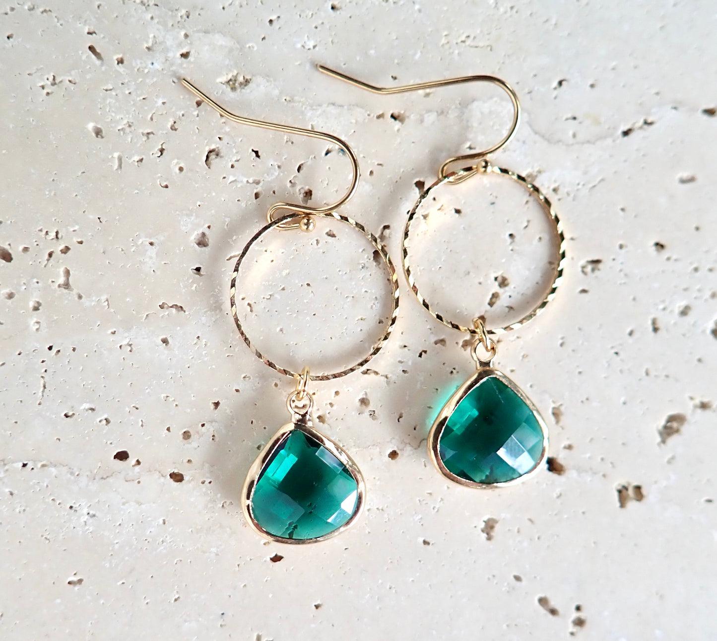 Tondo Teal Crystal Earrings