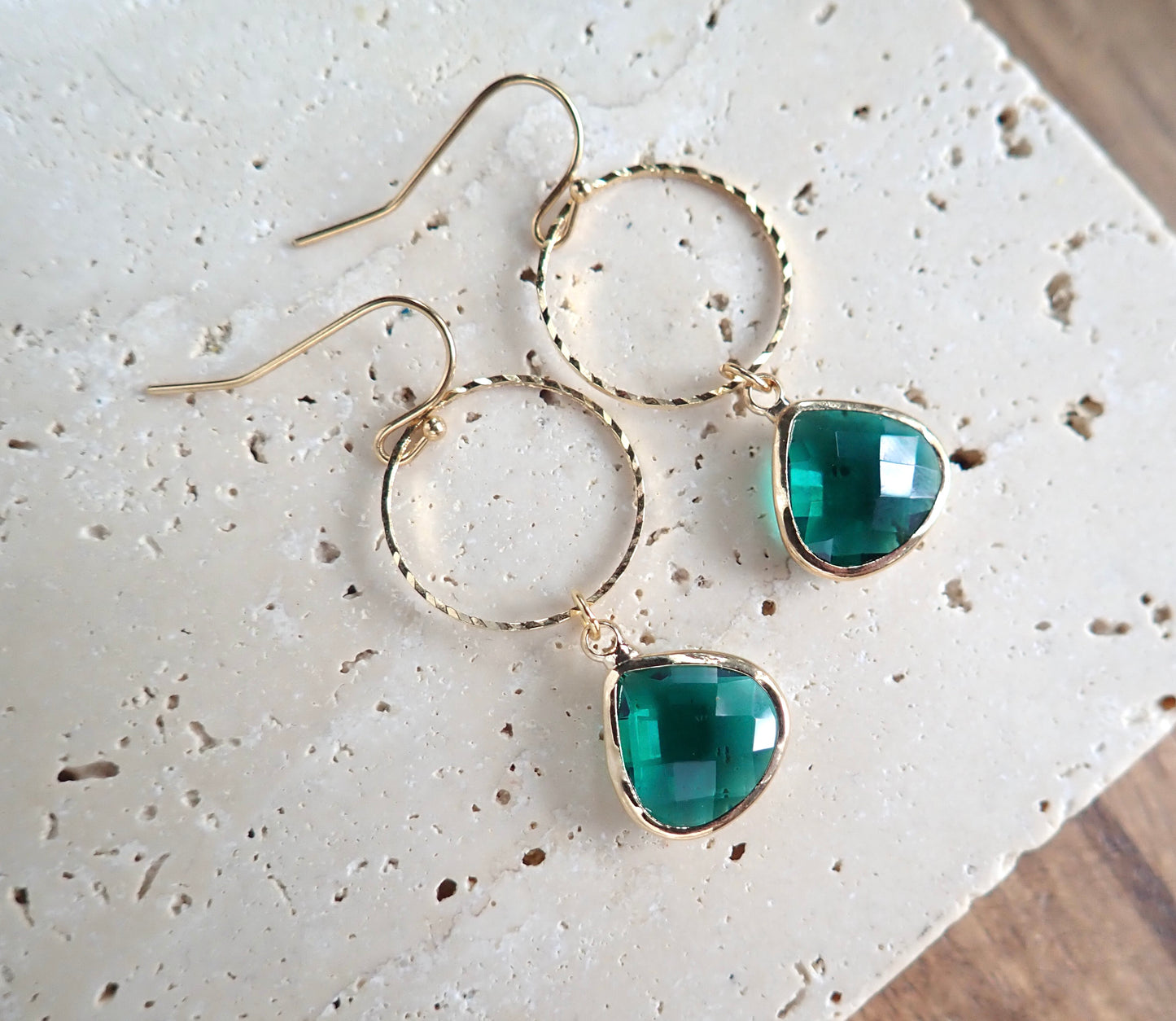 Tondo Teal Crystal Earrings