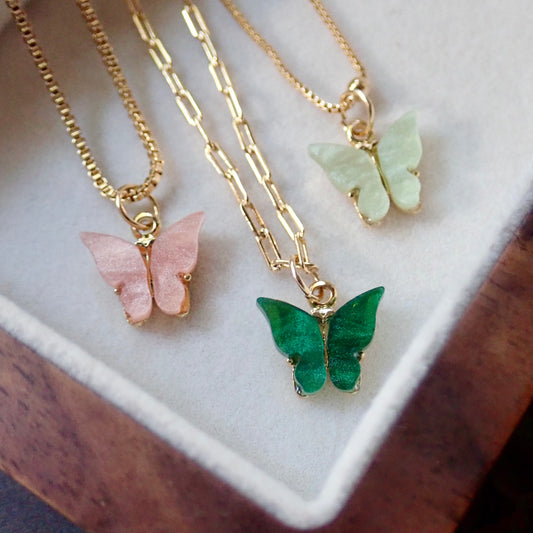 Le Papillon Butterfly Necklace | 18K Gold Filled | Colorful Dainty Jewelry | 5 Chain Choices