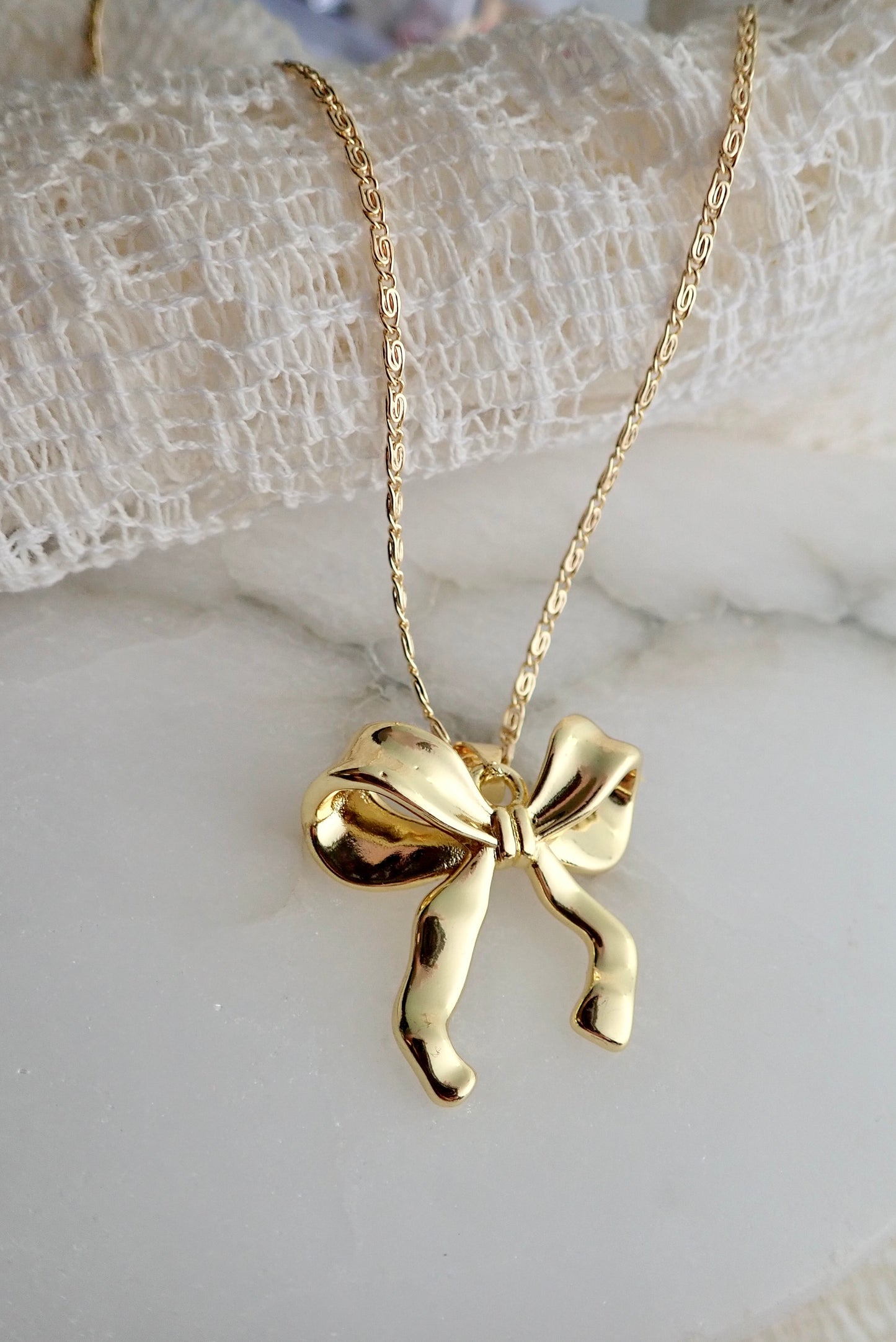 Tied With a Bow Necklace | 18k Gold Fill Bow Pendant | 16" - 18" Fancy Chain