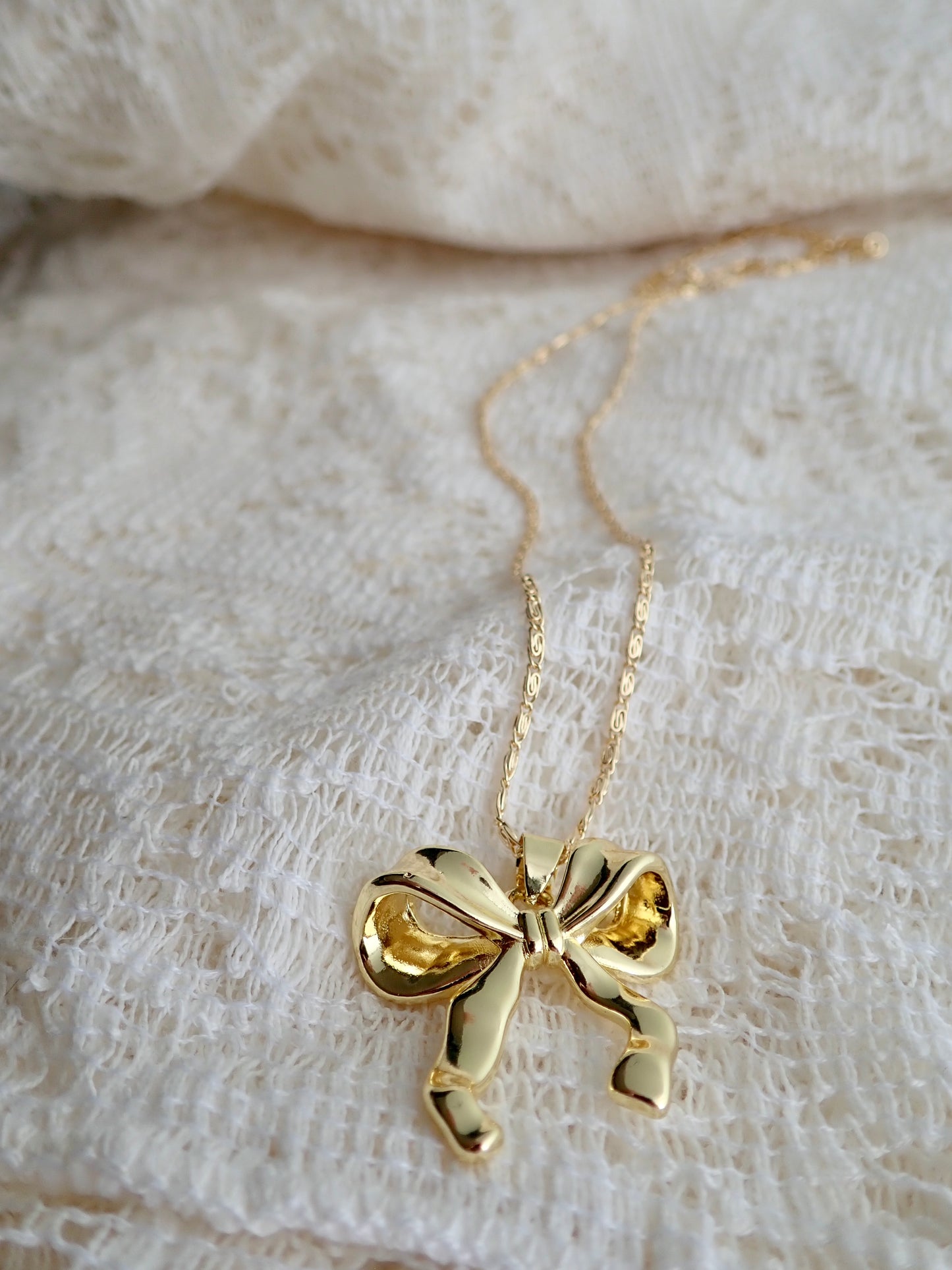 Tied With a Bow Necklace | 18k Gold Fill Bow Pendant | 16" - 18" Fancy Chain