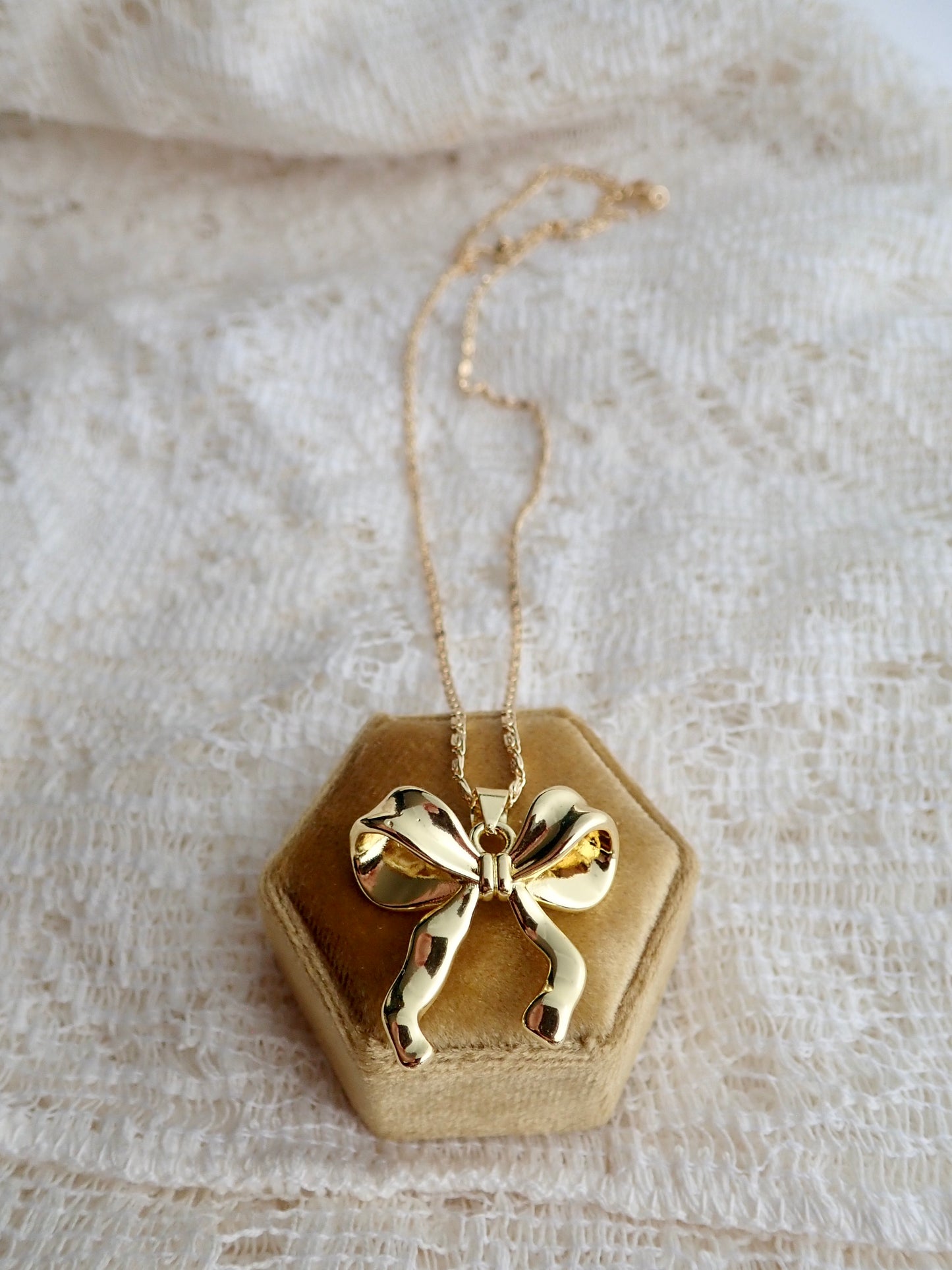 Tied With a Bow Necklace | 18k Gold Fill Bow Pendant | 16" - 18" Fancy Chain