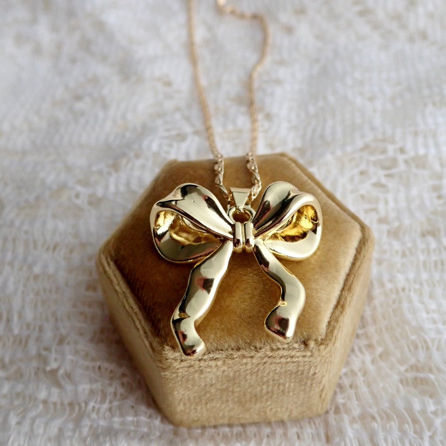 Tied With a Bow Necklace | 18k Gold Fill Bow Pendant | 16" - 18" Fancy Chain