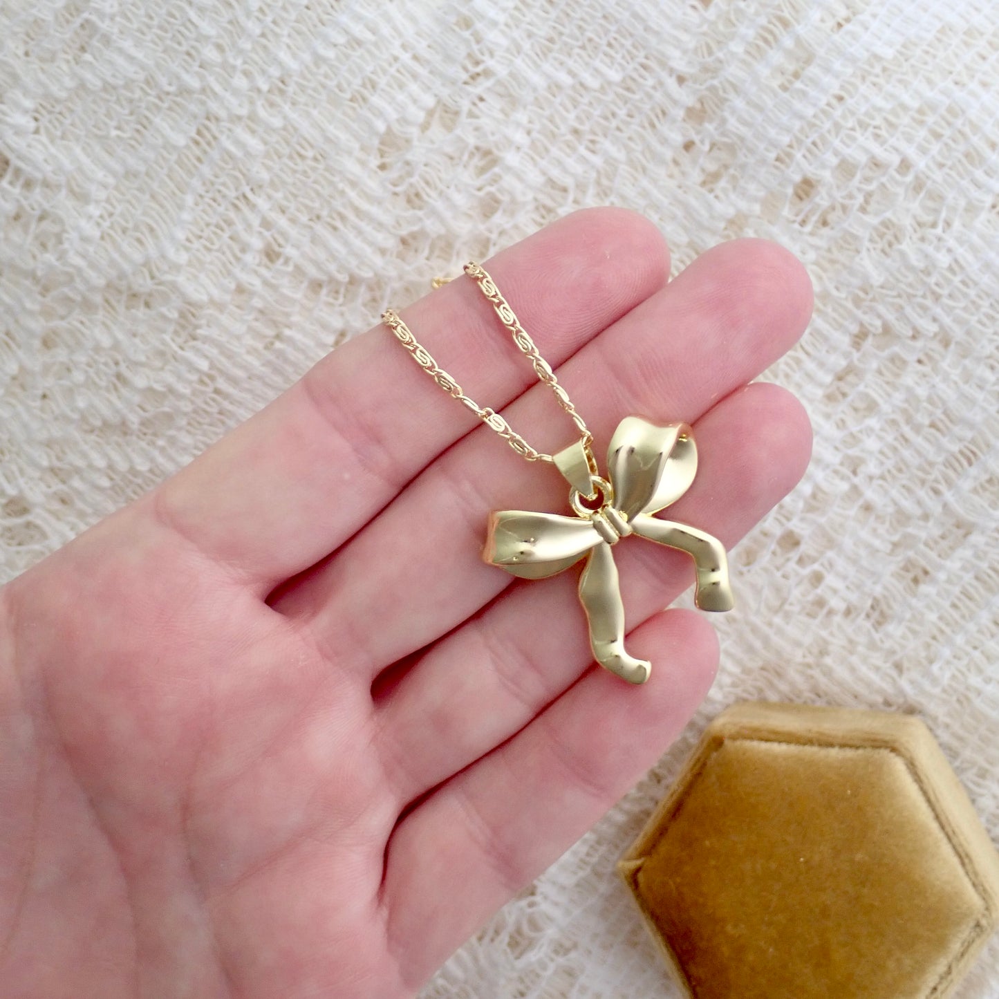 Tied With a Bow Necklace | 18k Gold Fill Bow Pendant | 16" - 18" Fancy Chain