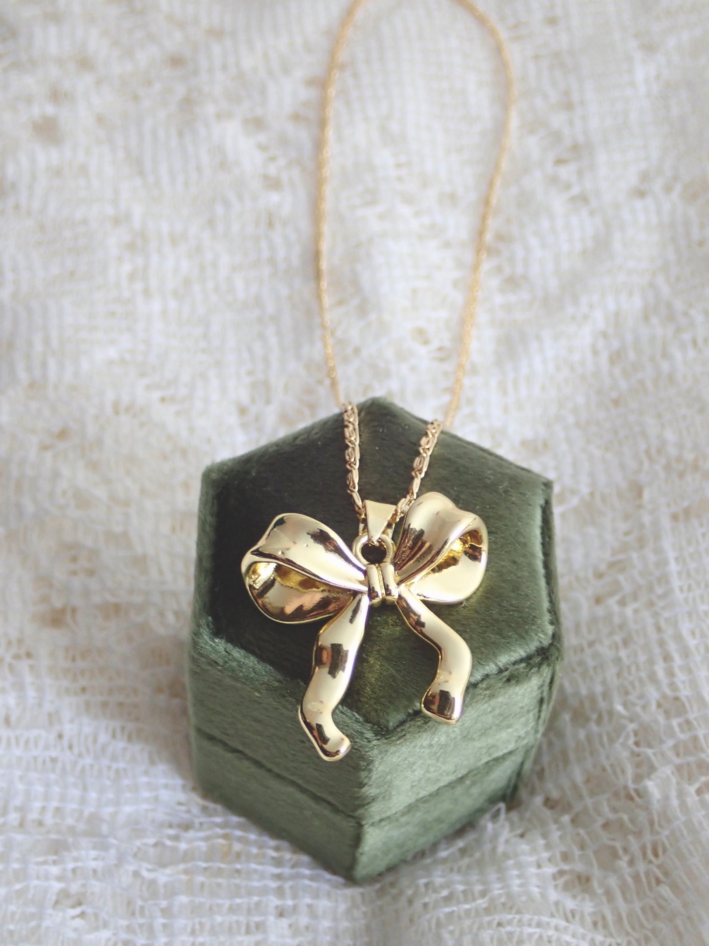 Tied With a Bow Necklace | 18k Gold Fill Bow Pendant | 16" - 18" Fancy Chain