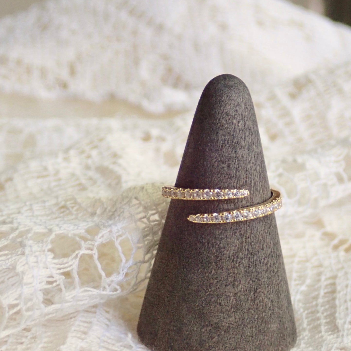 Diamond CZ Spiral Open Wrap Ring