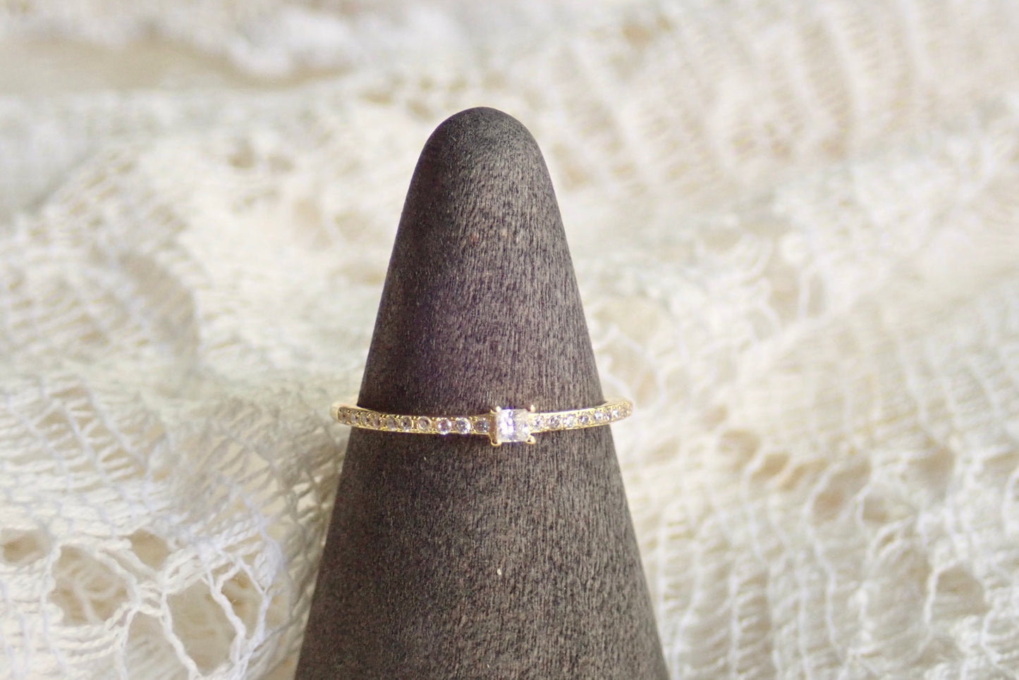 Dainty Square Solitaire Diamond CZ Ring