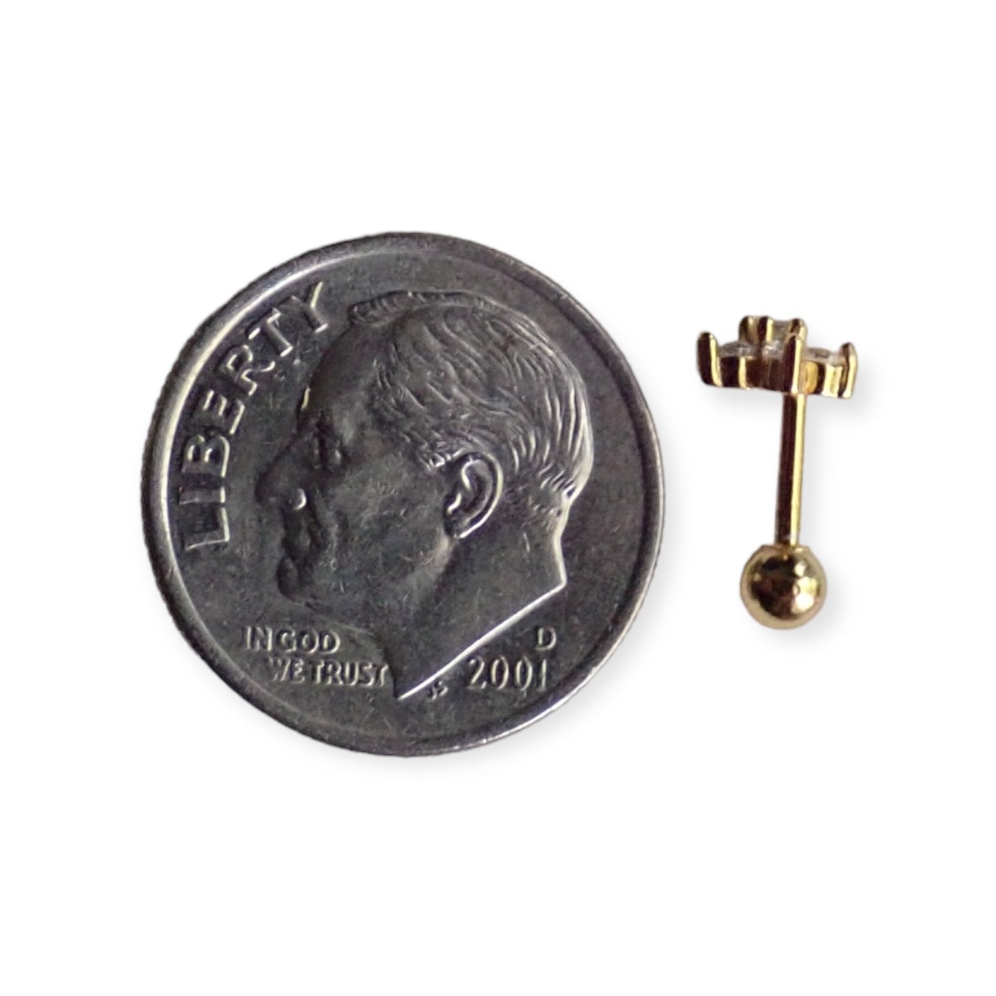 Tiny Flower Diamond Stud Earrings Ball End