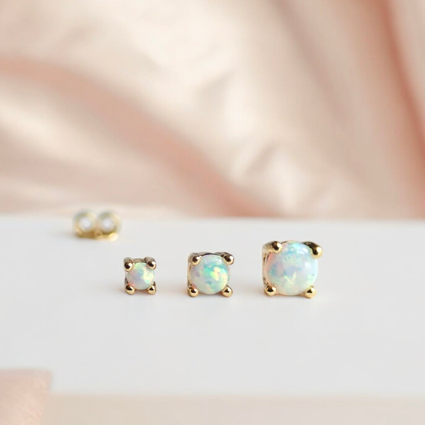 Opal Solitaire Stud Earring
