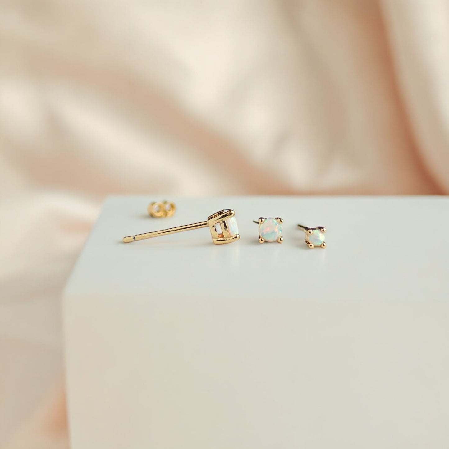 Opal Solitaire Stud Earring