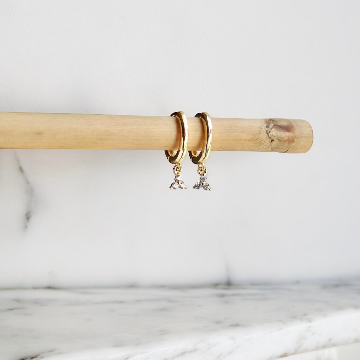 Trefoil Diamond Huggie Hoops