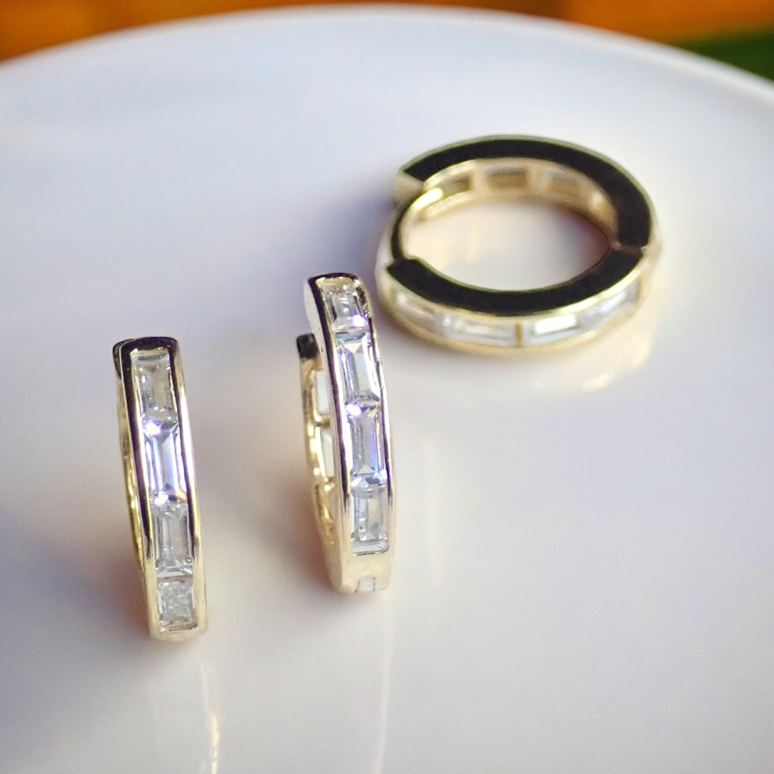 Crystal River CZ Huggie Hoops