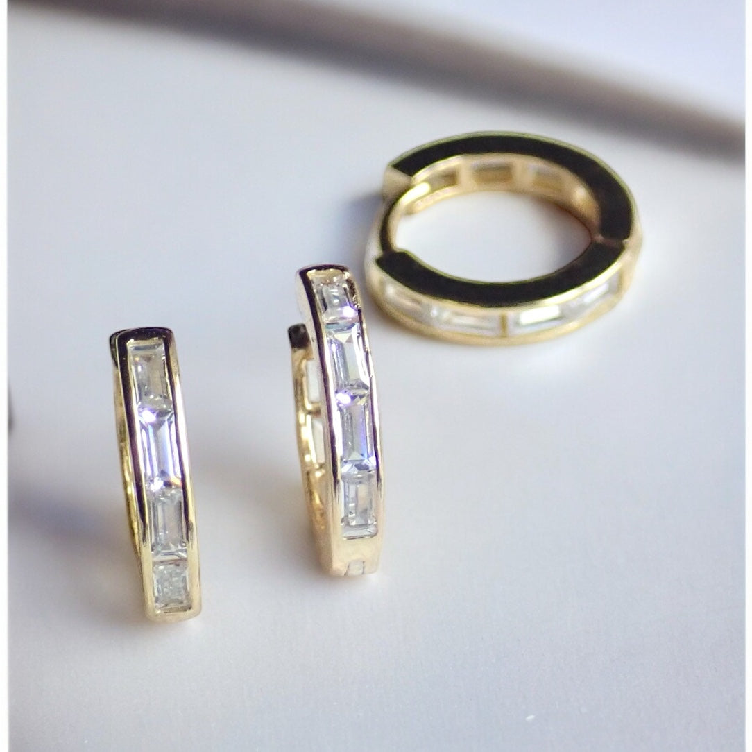 Crystal River CZ Huggie Hoops