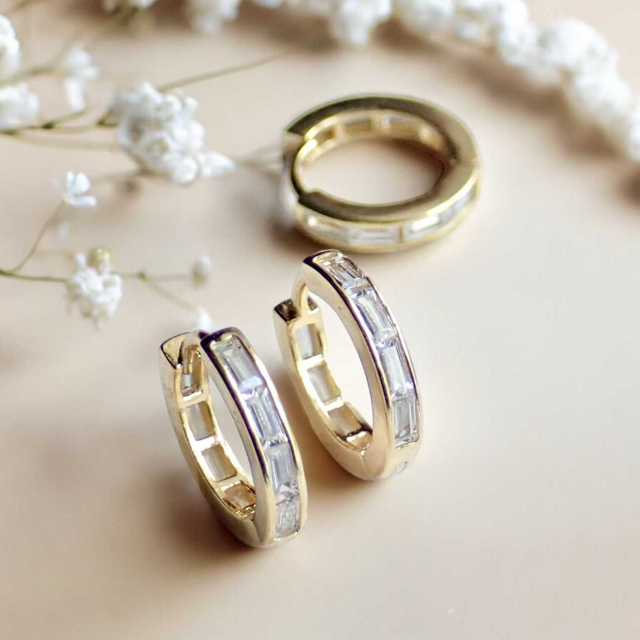 Crystal River CZ Huggie Hoops
