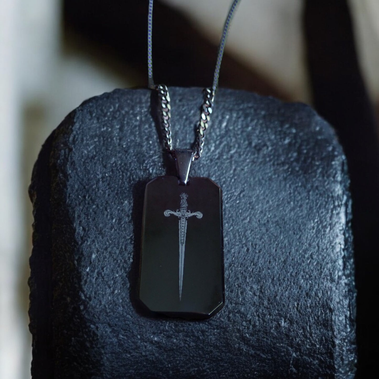 Medieval Sword Dog Tag Necklace