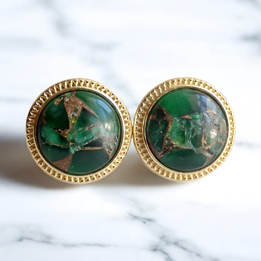 Large Peridot Stud Earrings, Mojave Gemstone Earrings, Statement Studs, August Birthstone Gift, Boho Gemstone Jewelry, Gift for Her