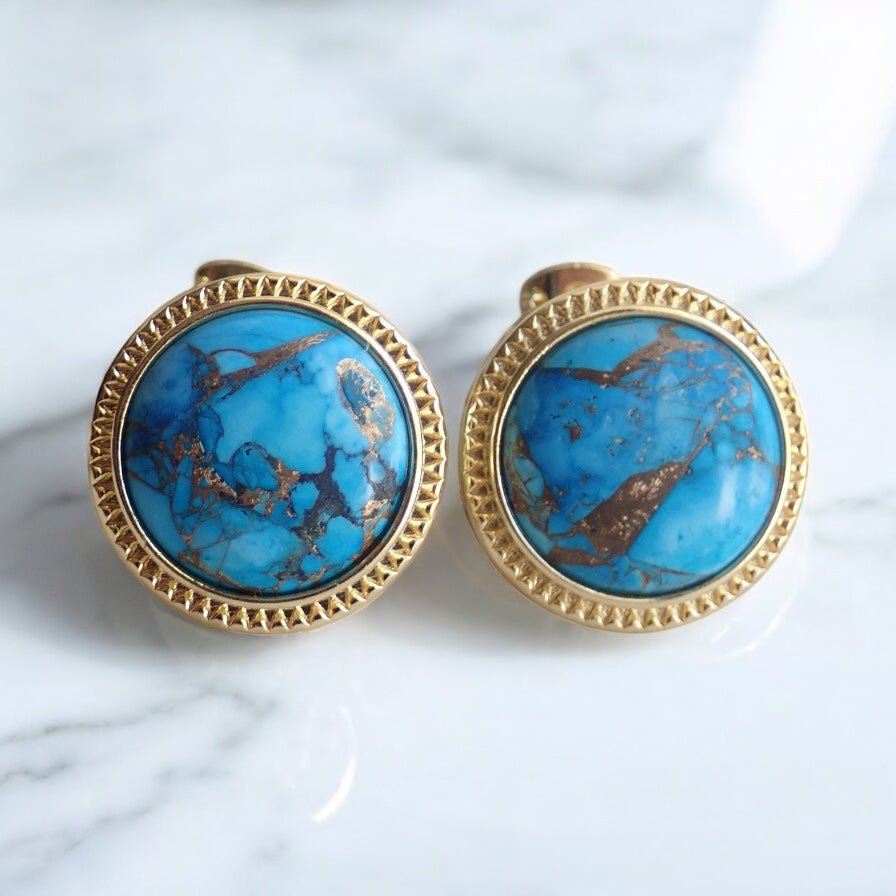 Mojave Turquoise Stud Earrings, Large Statement Studs, December Birthstone Gift, Stone Post Earrings, Boho Gemstone Jewelry, Gift for Her