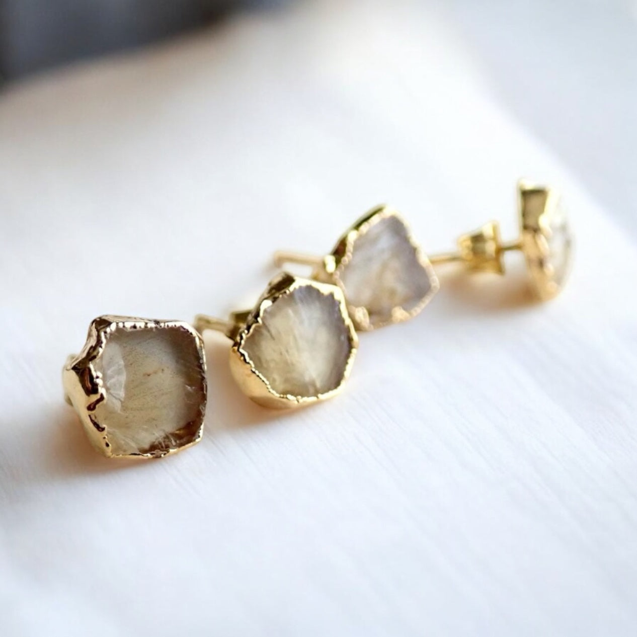 Raw Citrine Stud Earrings, Natural Citrine Post Earrings, Citrine Jewelry, November Birthstone, Crystal Stud Earrings, Raw Gemstone Earrings