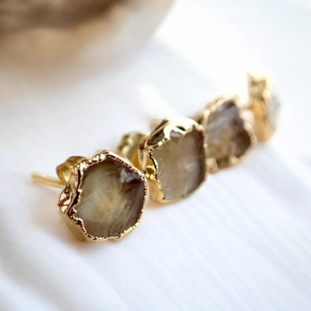Raw Citrine Stud Earrings, Natural Citrine Post Earrings, Citrine Jewelry, November Birthstone, Crystal Stud Earrings, Raw Gemstone Earrings