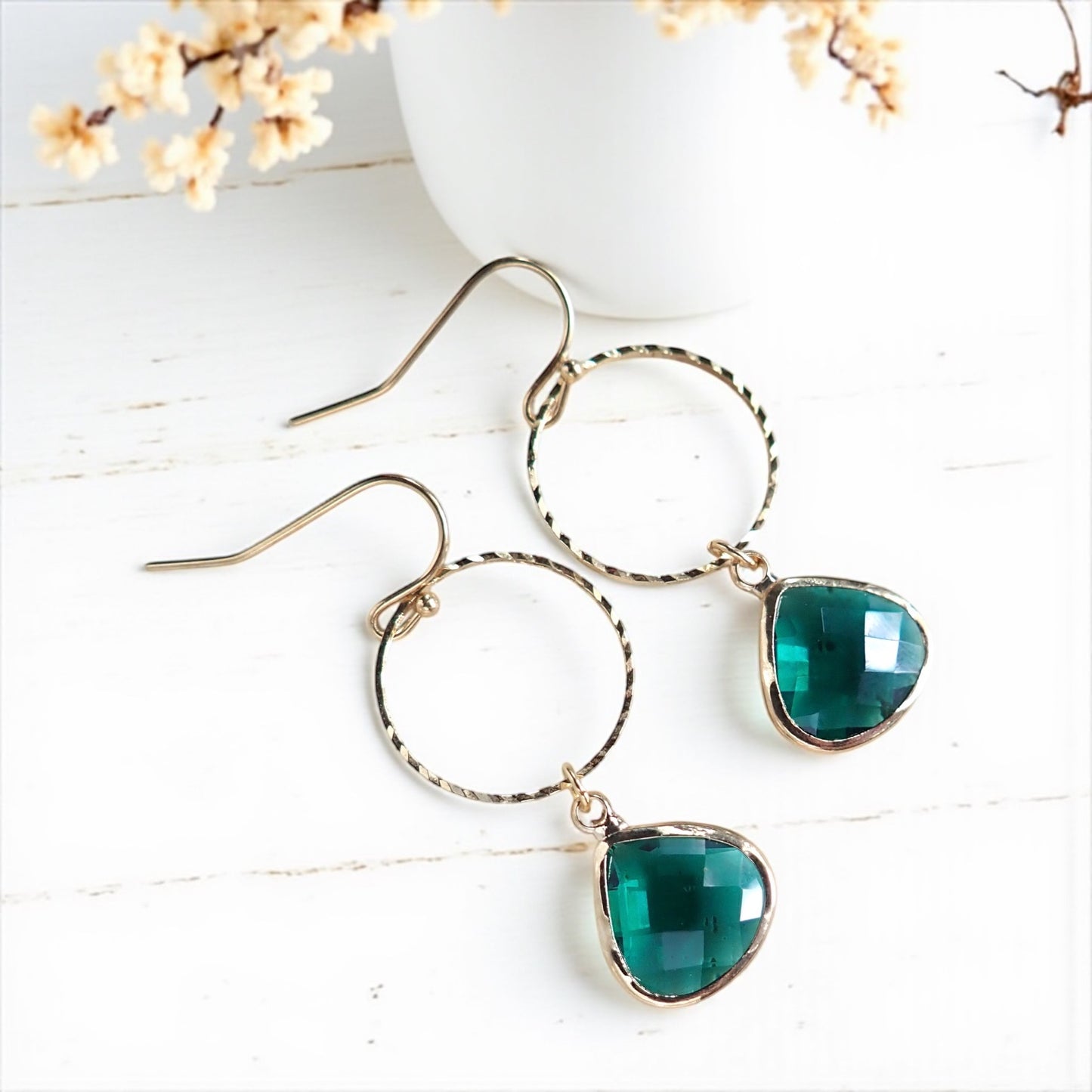 Tondo Teal Crystal Earrings