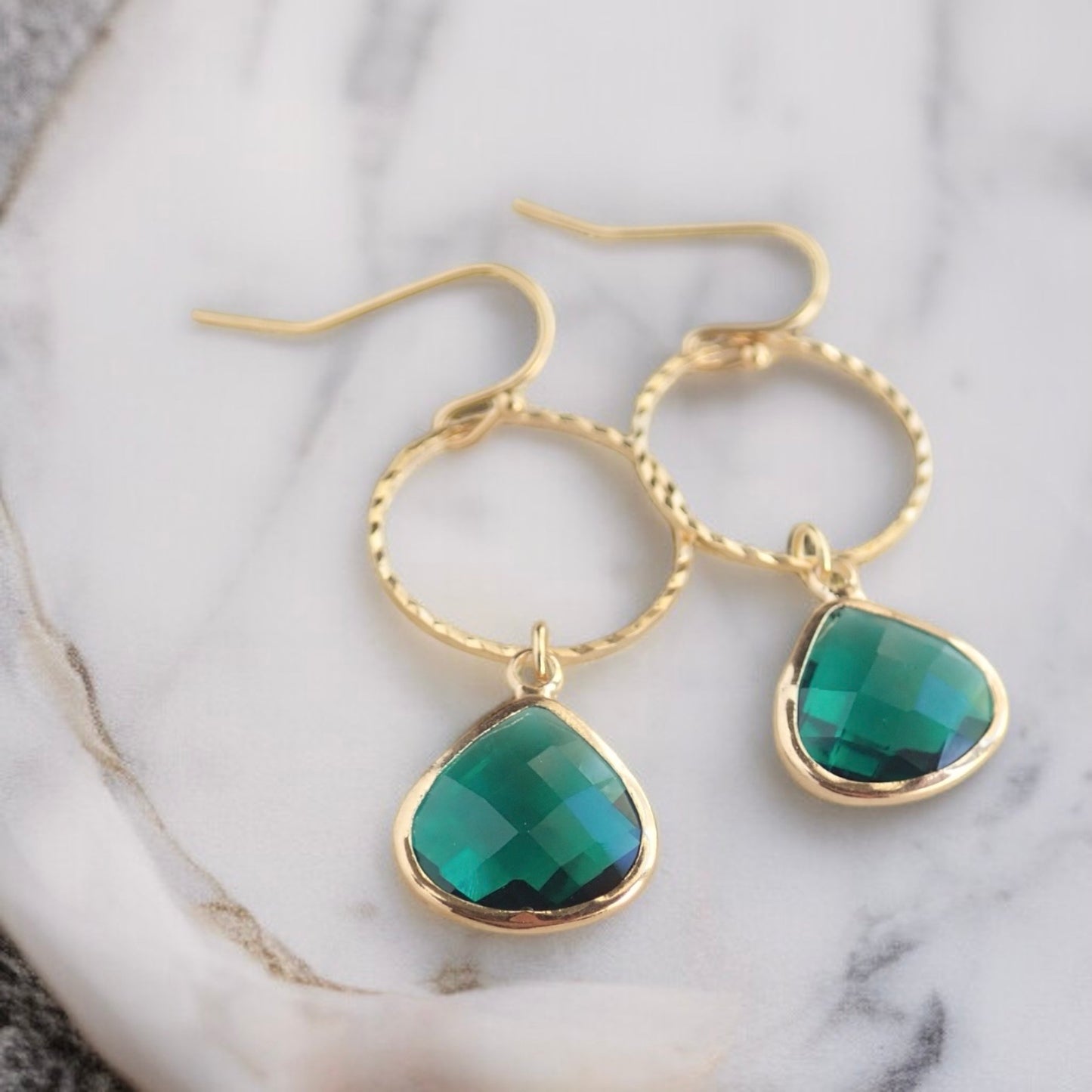 Tondo Teal Crystal Earrings