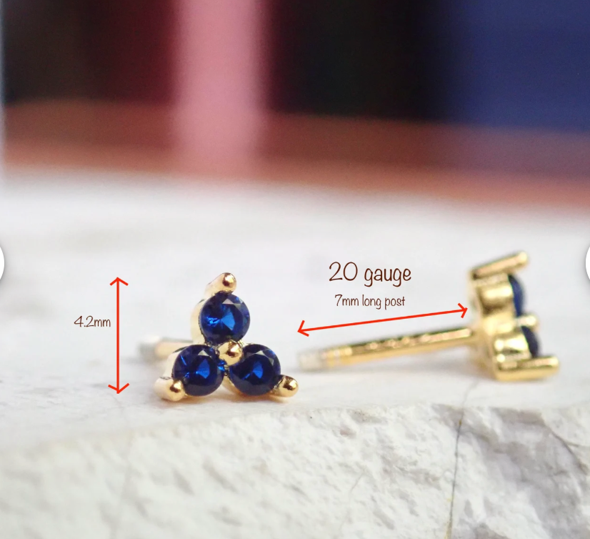 Tiny Trefoil Turquoise Stud Earrings