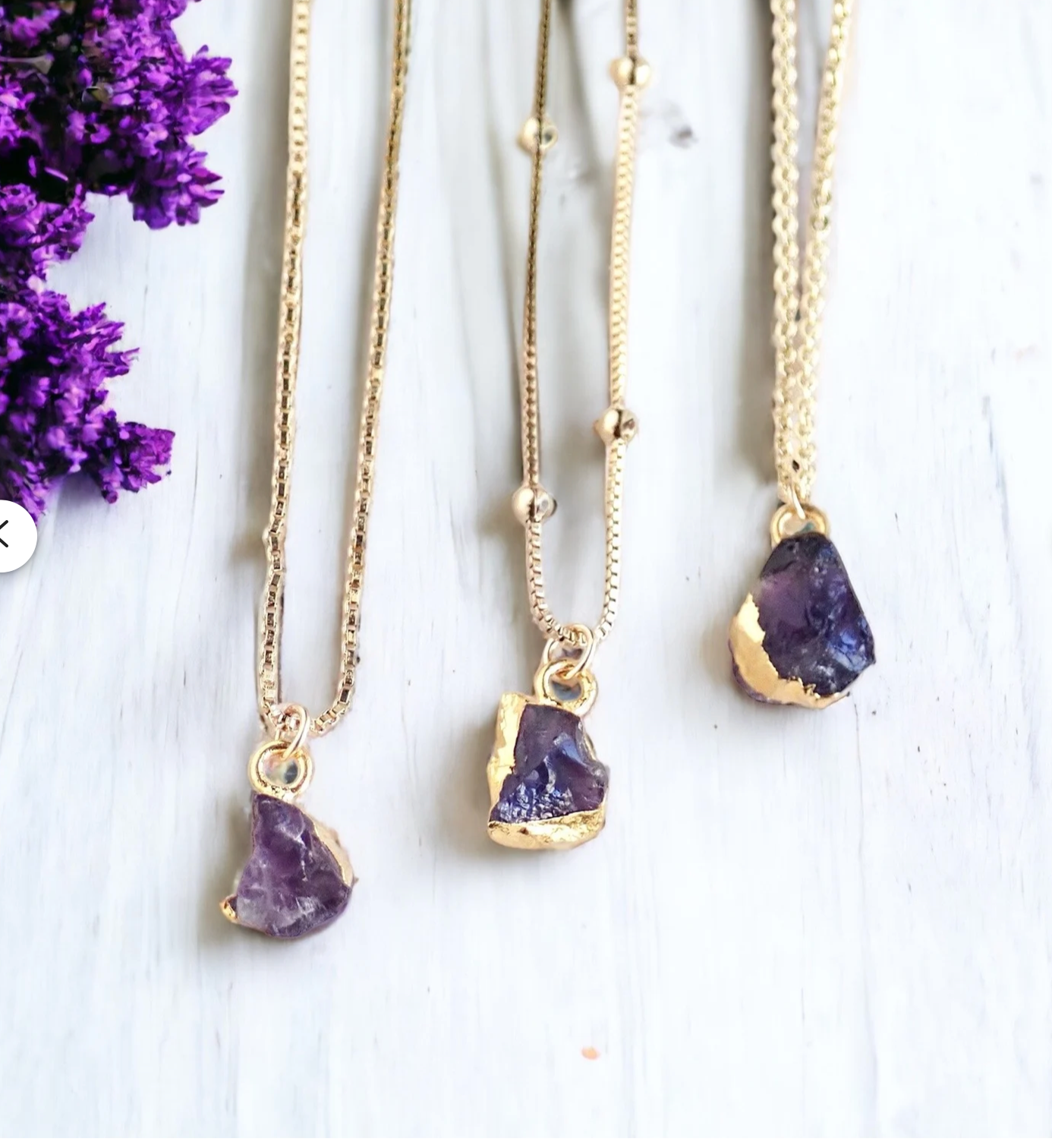 Rhonda Raw Amethyst Necklace, Small Dainty Gemstone Necklace, February Birthstone Jewelry
