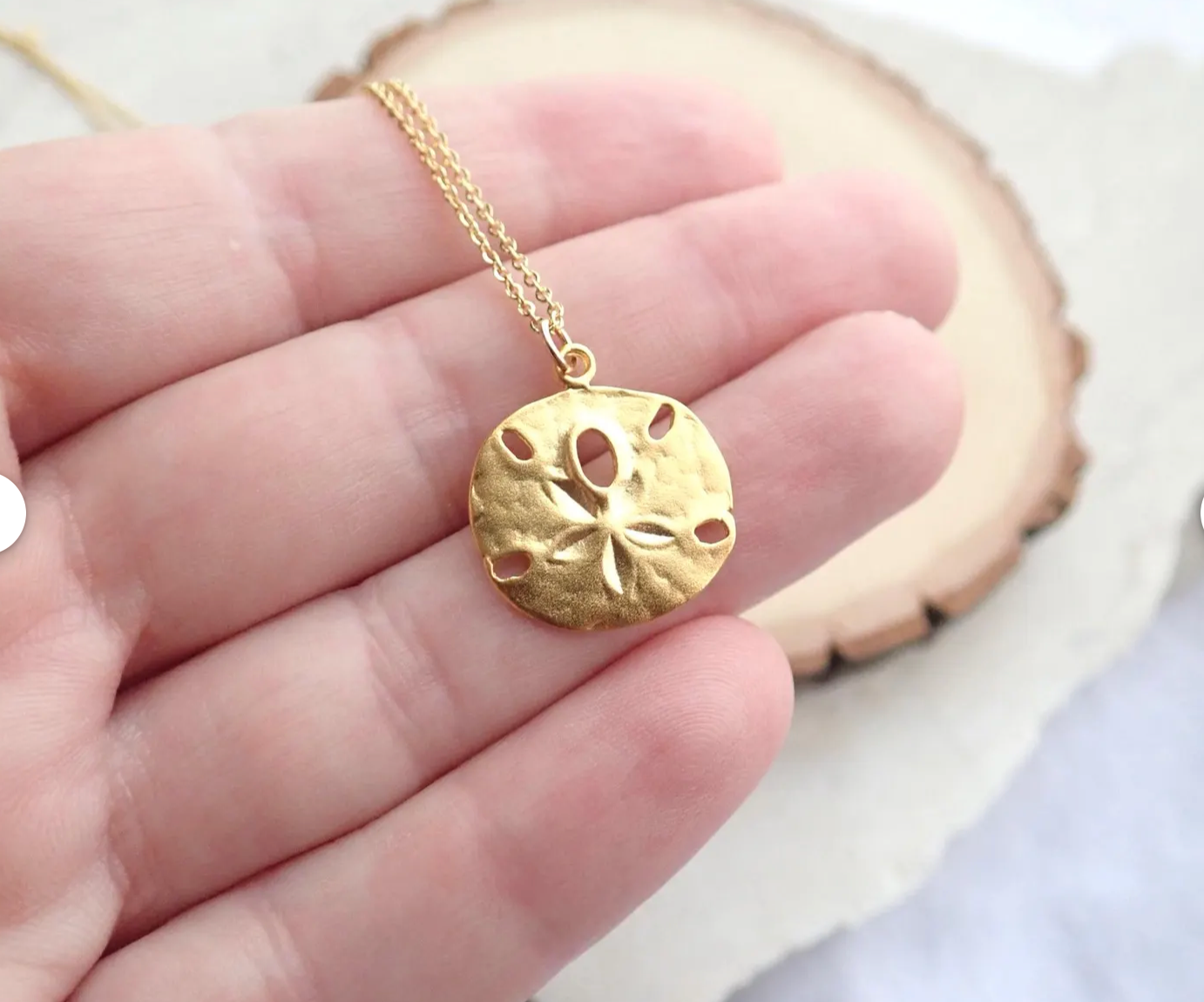 Dainty Sand Dollar Necklace | 18K Gold Vermeil | 18K Gold Fill Chain