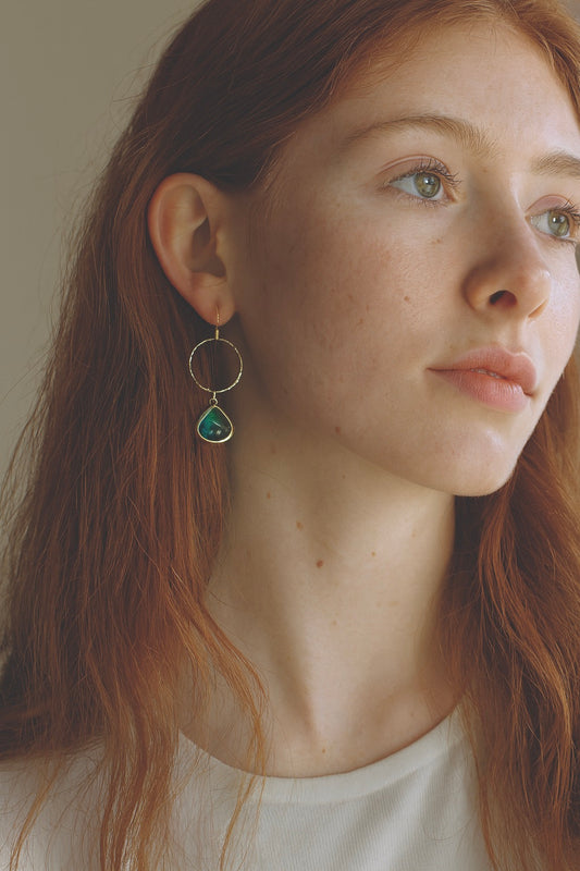 Tondo Teal Crystal Earrings