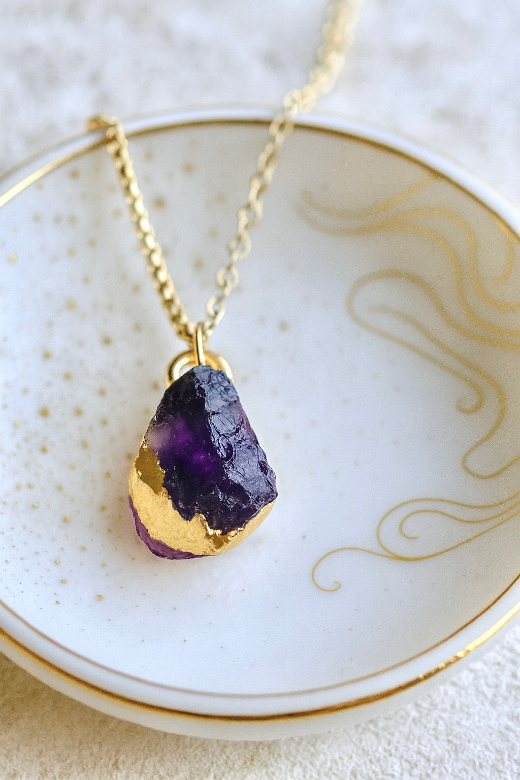 Rhonda Raw Amethyst Necklace, Small Dainty Gemstone Necklace, February Birthstone Jewelry