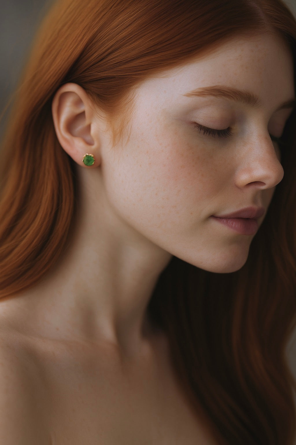 Raw Moldavite Stud Earrings, Man-made Gemstone Post Earrings, Lab-Created Green Crystal Earrings, August Birthstone Jewelry Gift