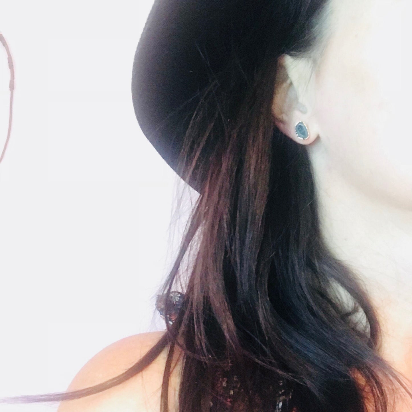 Natural Geode Druzy Stud Earrings | Raw Crystal Agate Slice Earrings | Boho Gemstone Jewelry Gift