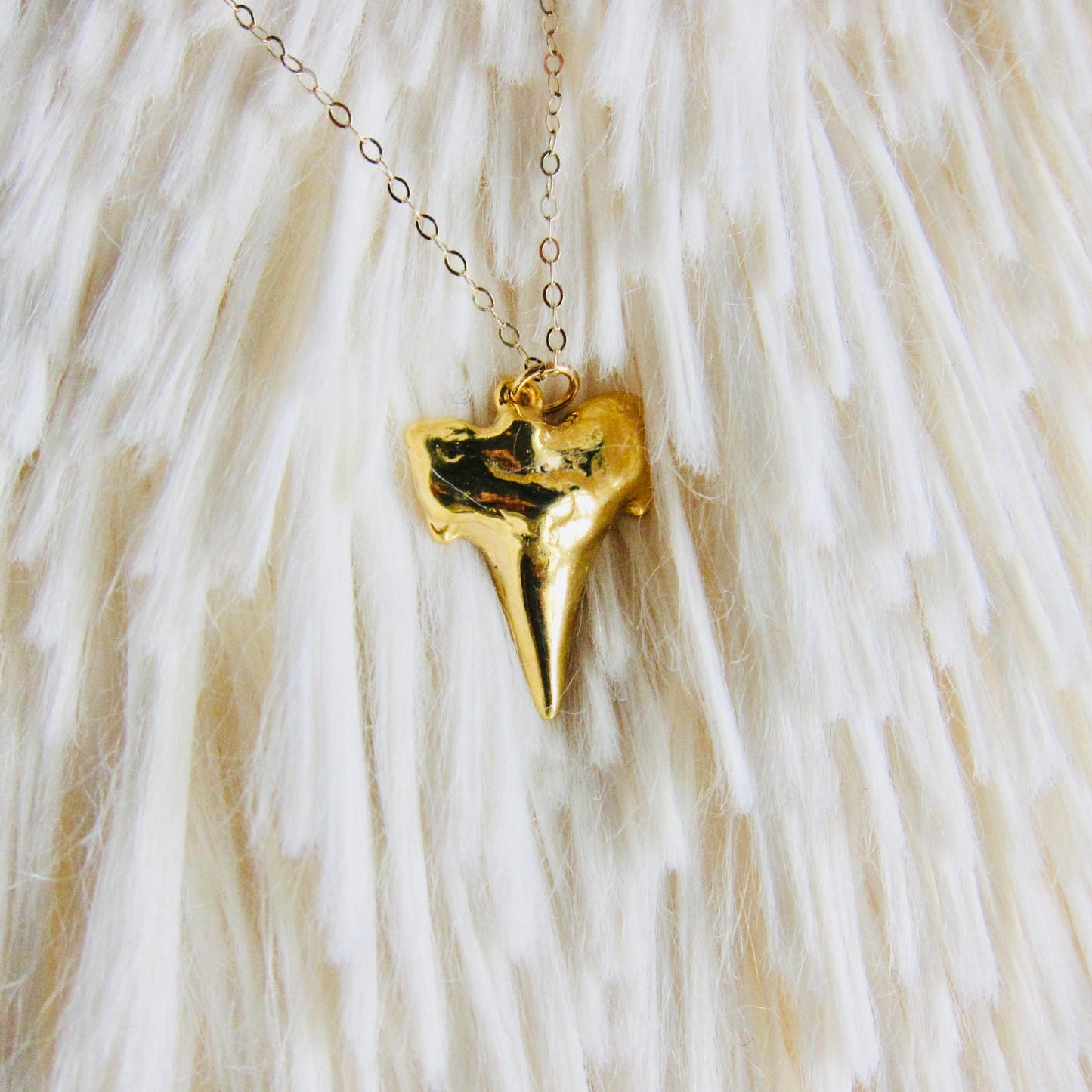 Minimalist Shark Tooth Necklace in Gold – Surfer Jewelry on 18k Gold Fill Chain