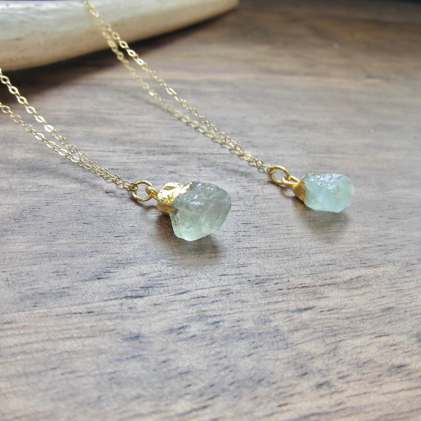 Dainty Aquamarine Pendant Necklace, Raw Crystal Charm Necklace,Natural Aquamarine Jewelry, March Birthstone Gift for Her