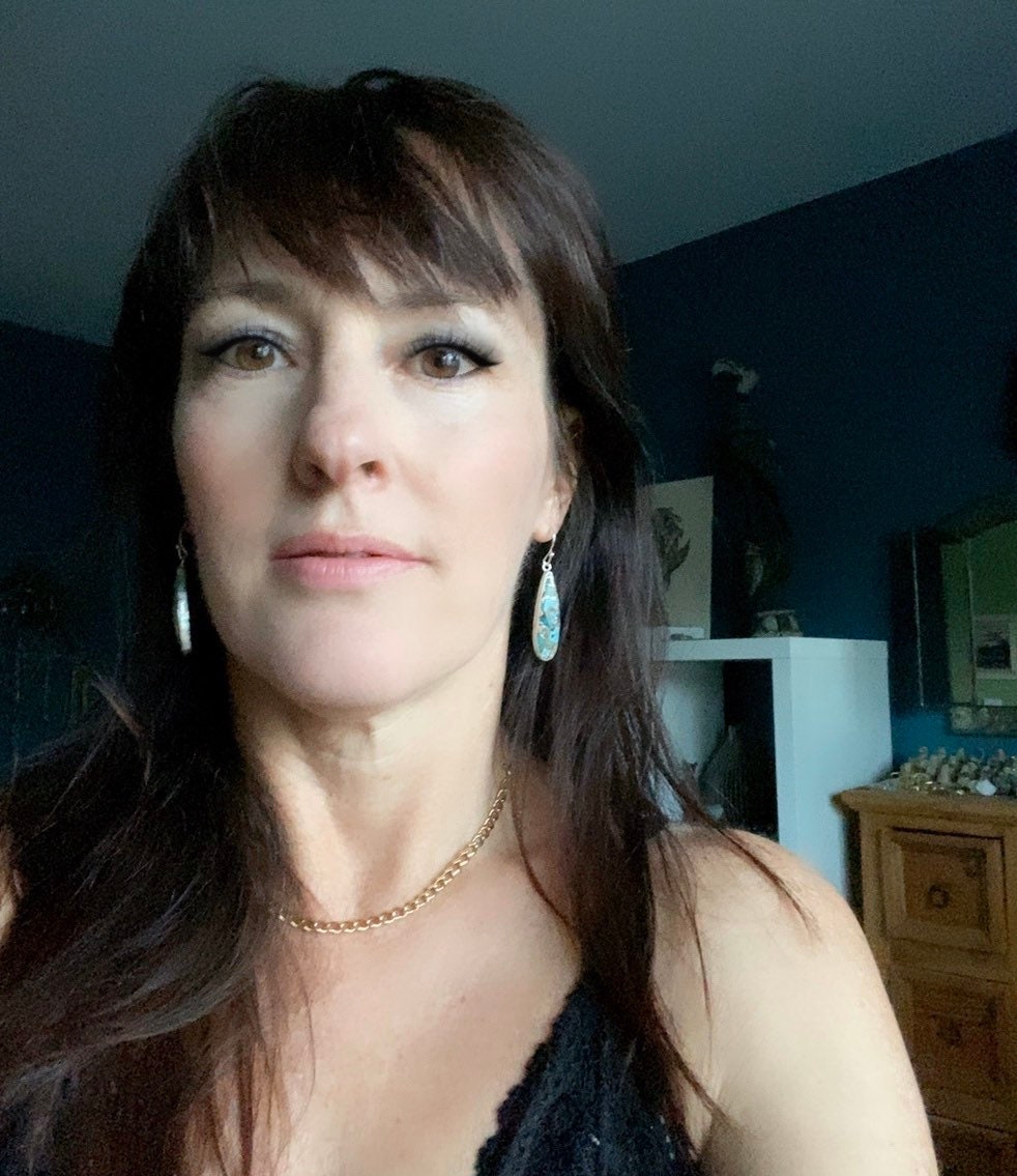 Long Teardrop Turquoise Dangle Earrings - Silver - Mojave Turquoise