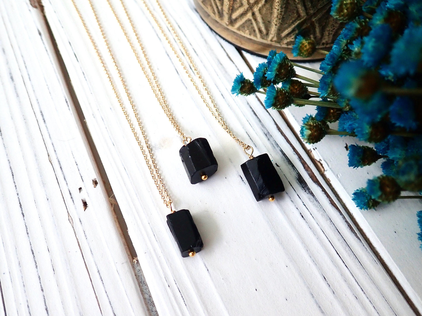 Black Tourmaline Pendant Necklace | Protection Jewelry