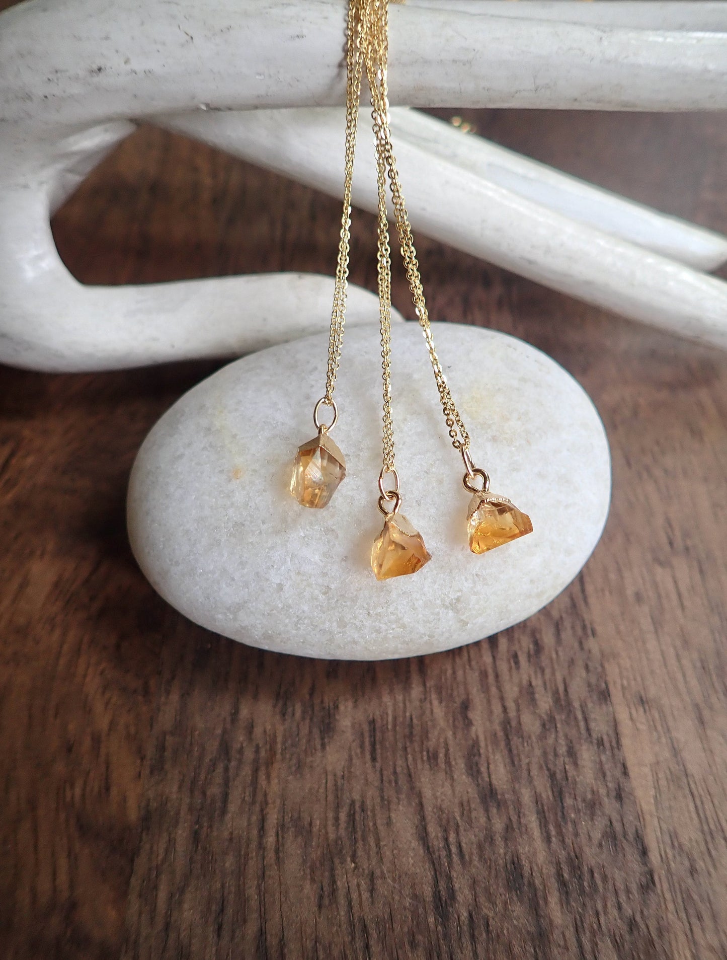Dainty Raw Citrine Pendant Necklace, Gold Capped Crystal on 18k Gold Filled Chain – Small November Birthstone Gift for Her