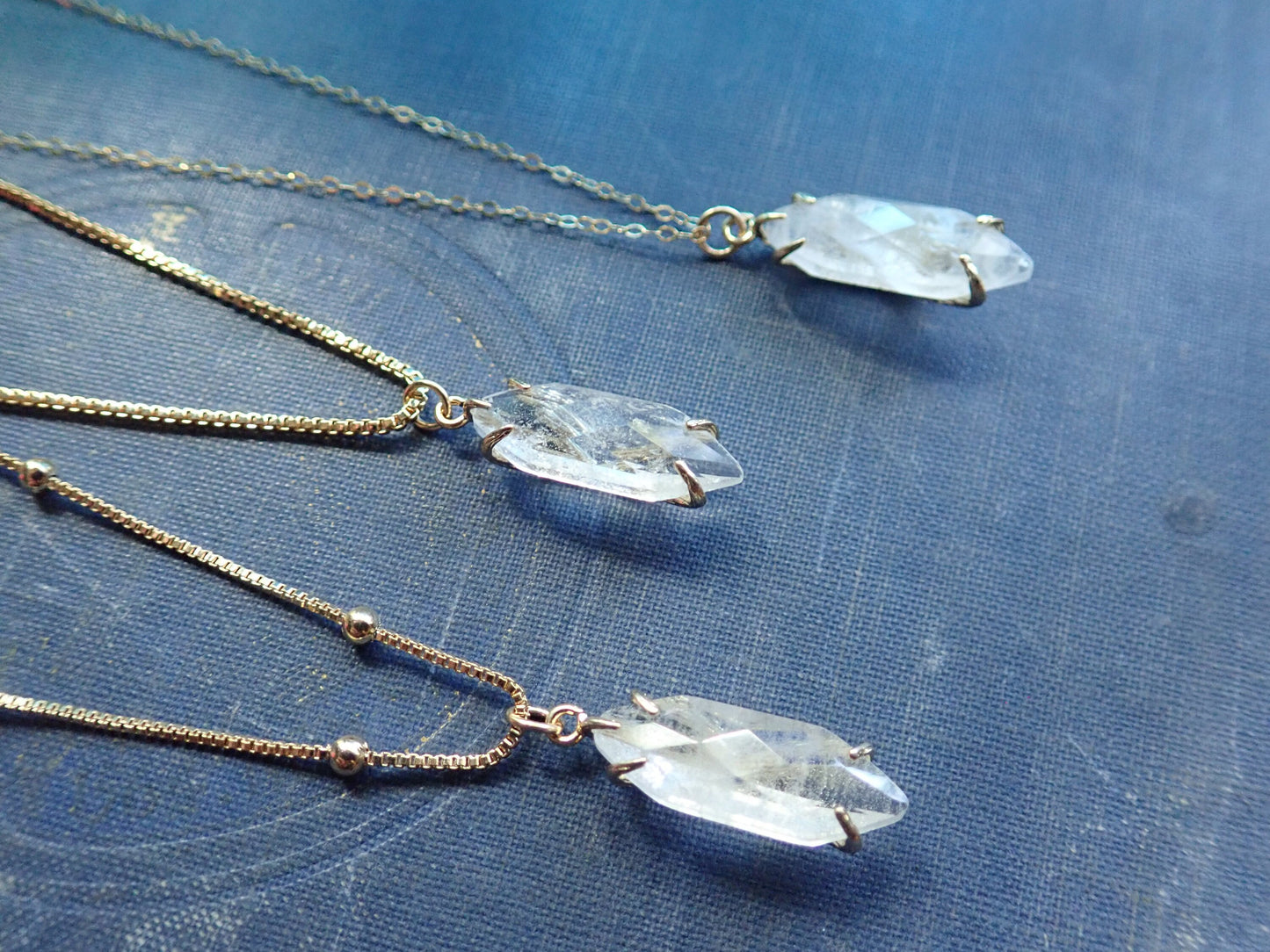 Raw Clear Quartz Crystal Pendant Necklace, 18k Gold Fill Gemstone Necklace, Boho Layering Jewelry