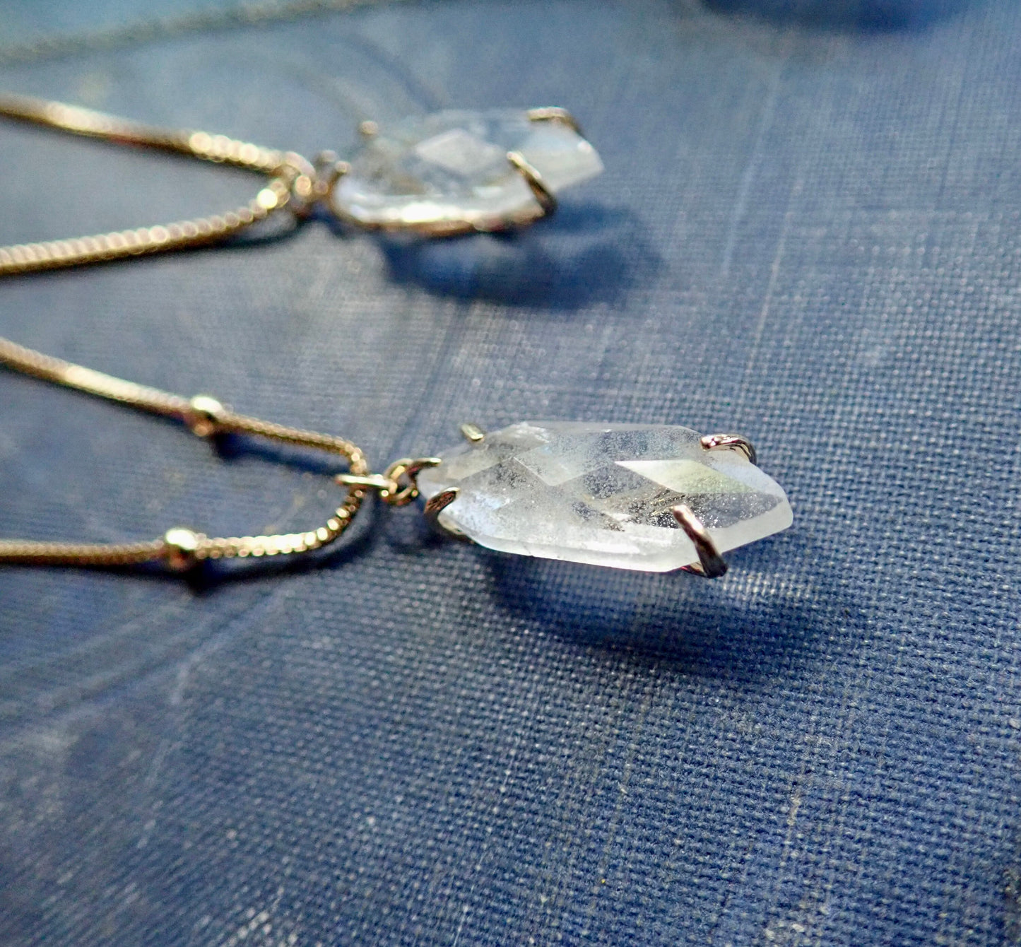 Raw Clear Quartz Crystal Pendant Necklace, 18k Gold Fill Gemstone Necklace, Boho Layering Jewelry
